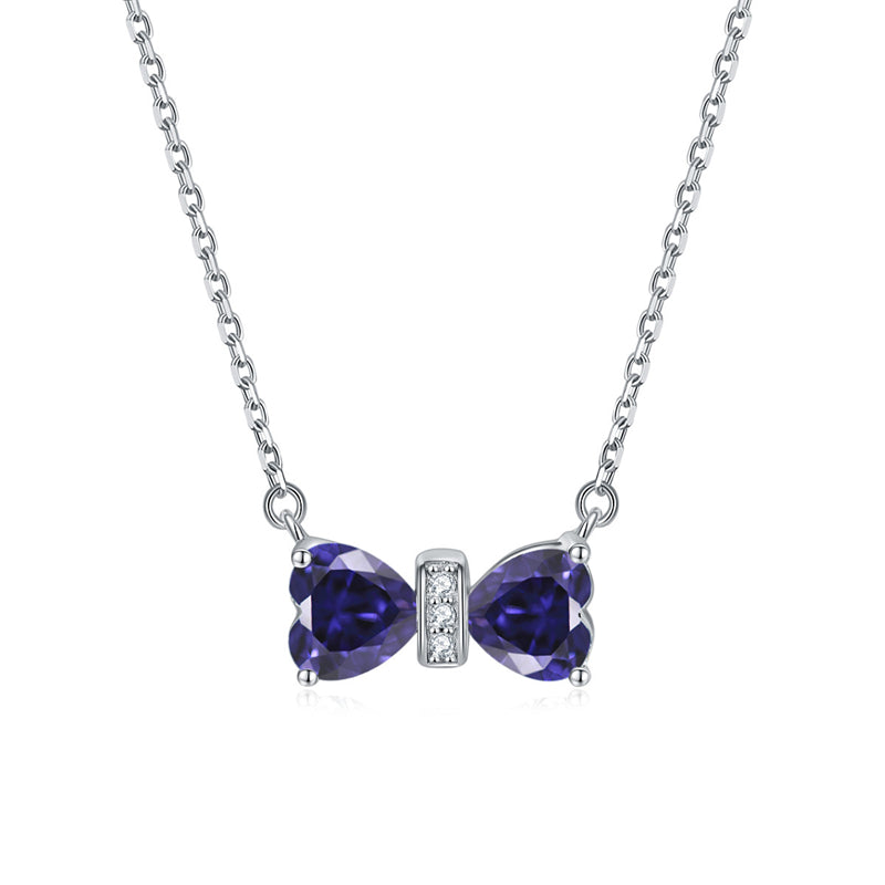 925 Sterling Silver Double Heart Birthstone Necklace - Romantic Lucky Charm Jewelry
