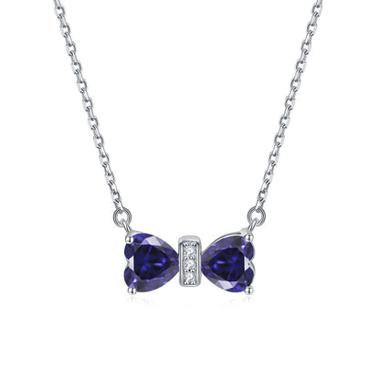 925 Sterling Silver Double Heart Birthstone Necklace - Romantic Lucky Charm Jewelry