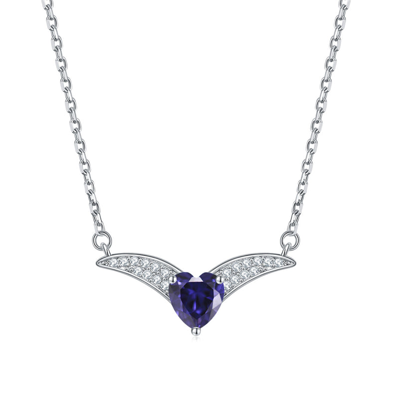 925 Sterling Silver Zodiac Heart Pendant Necklace - Elegant V-Collarbone Chain