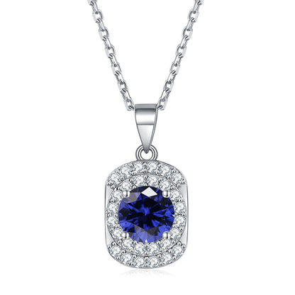 925 Sterling Silver Cubic Zirconia Pendant Necklace - Minimalist Birthstone Collarbone Chain