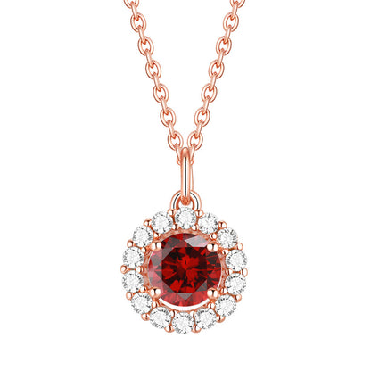 925 Sterling Silver Zodiac Birthstone Necklace - Rose Gold Plated Geometric Pendant