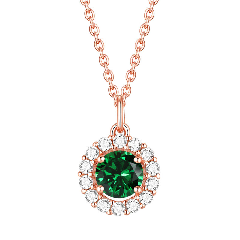 925 Sterling Silver Zodiac Birthstone Necklace - Rose Gold Plated Geometric Pendant