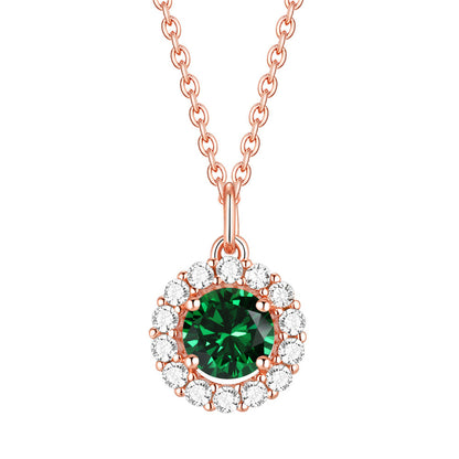 925 Sterling Silver Zodiac Birthstone Necklace - Rose Gold Plated Geometric Pendant