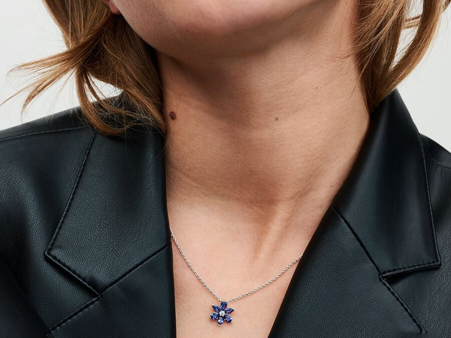Sparkling Blue Herbarium Cluster Pendant Necklace