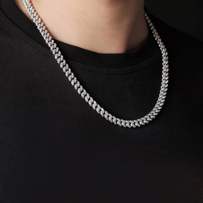 Sharp Men's Silver Necklace with Sparkling Moissanite