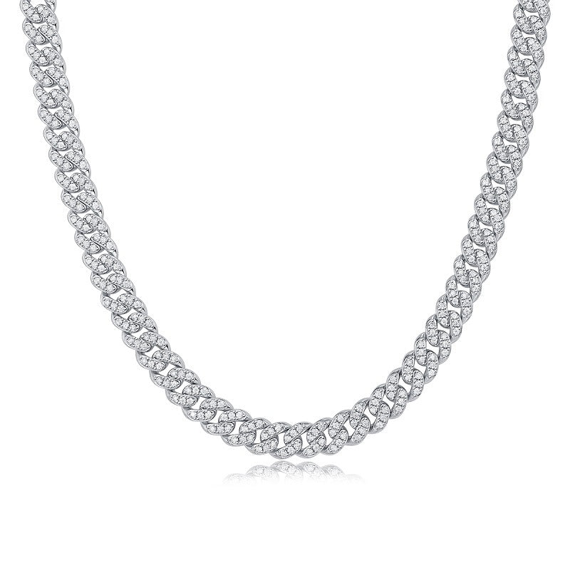Sharp Men's Silver Necklace with Sparkling Moissanite