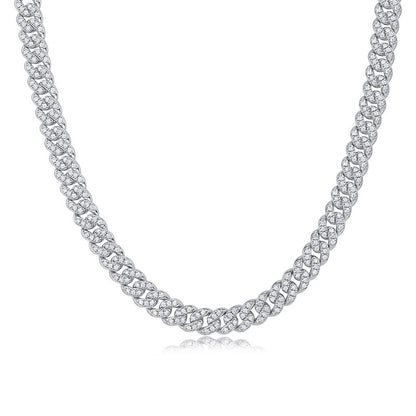 Sharp Men's Silver Necklace with Sparkling Moissanite