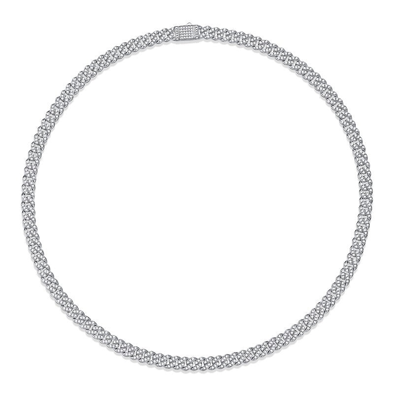 Sharp Men's Silver Necklace with Sparkling Moissanite