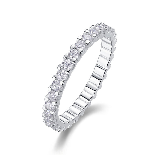 Shimmering Silver Ring with Round Moissanite Stones