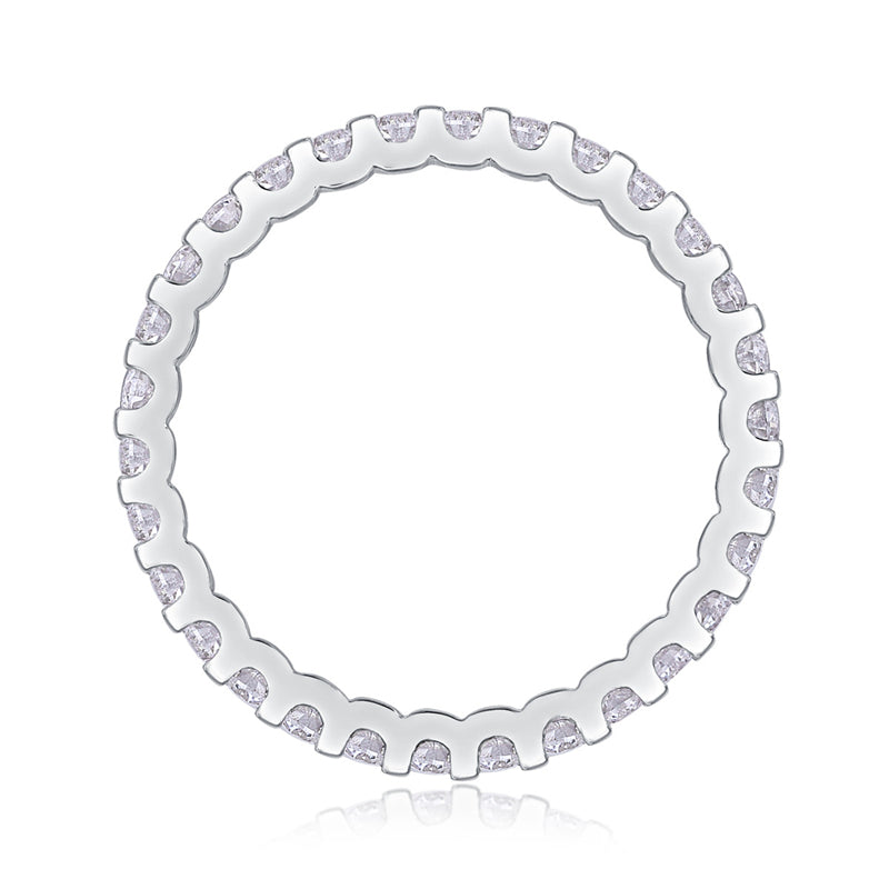 Shimmering Silver Ring with Round Moissanite Stones
