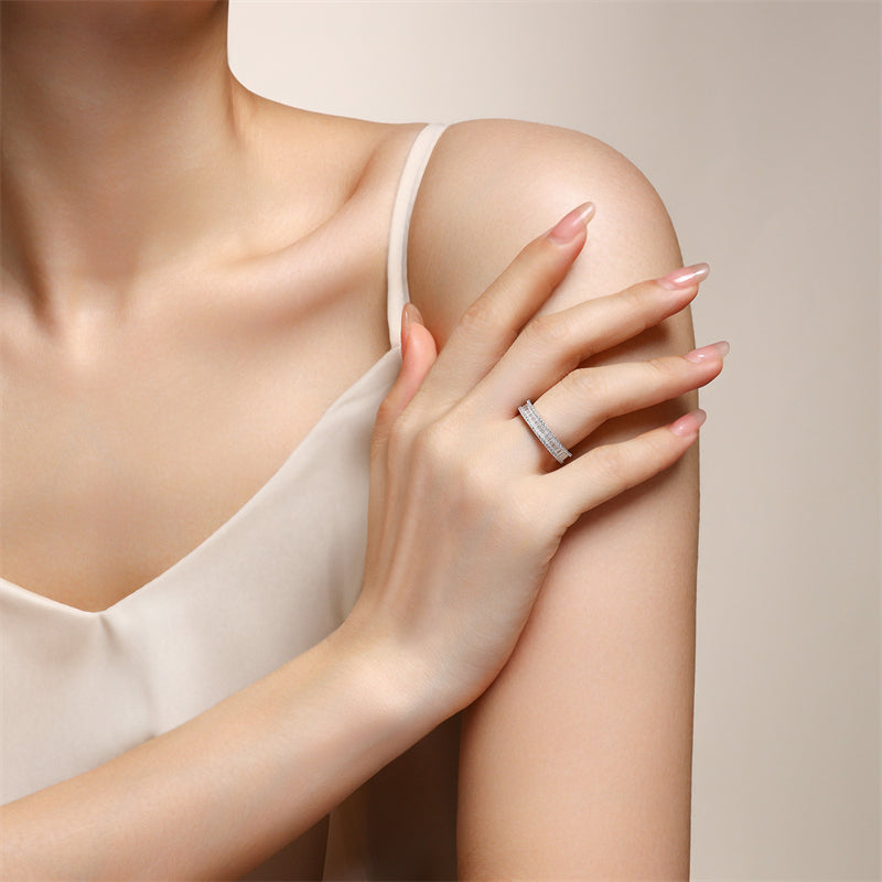 Simple Geometric Silver Ring for OL Fashion