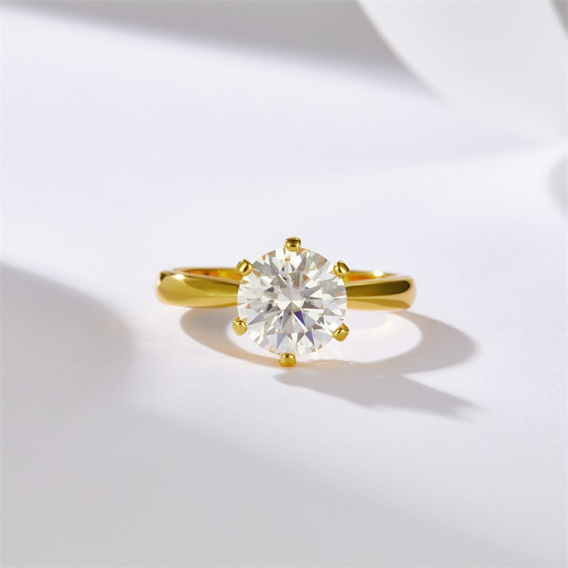 Six-Prong Geometric Diamond Ring for Women