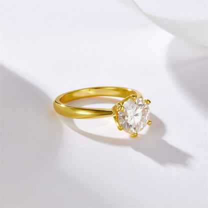 Six-Prong Geometric Diamond Ring for Women