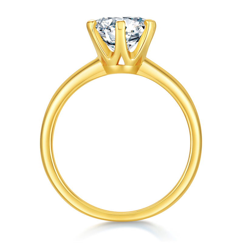 Six-Prong Geometric Diamond Ring for Women
