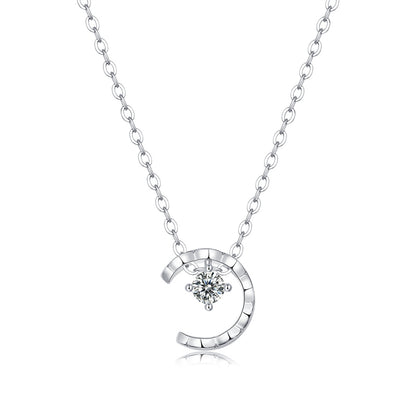 Sleek Geometric Moissanite Star Moon Necklace