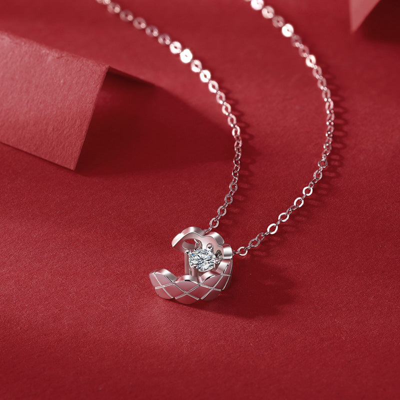 Sleek Geometric Moissanite Star Moon Necklace