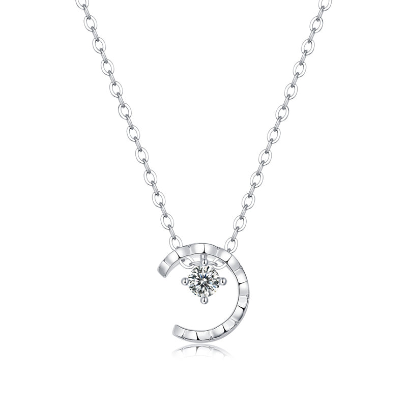 Sleek Geometric Moissanite Star Moon Necklace