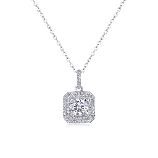Sleek Geometric Pendant Necklace in Sterling Silver