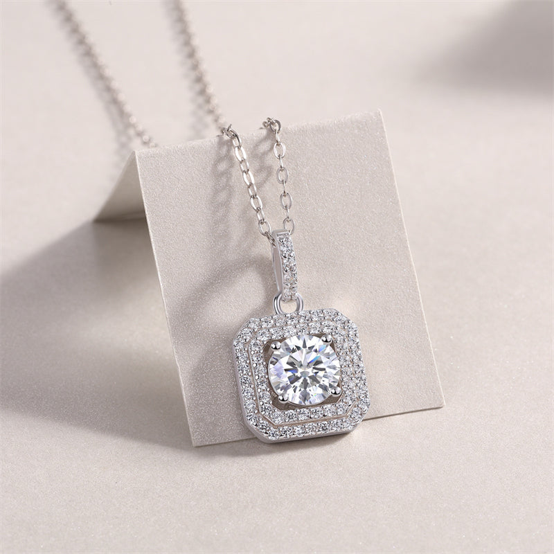 Sleek Geometric Pendant Necklace in Sterling Silver