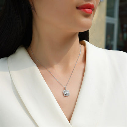 Sleek Geometric Pendant Necklace in Sterling Silver