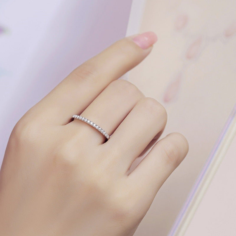 Sleek Geometric Ring with Moissanite Accents