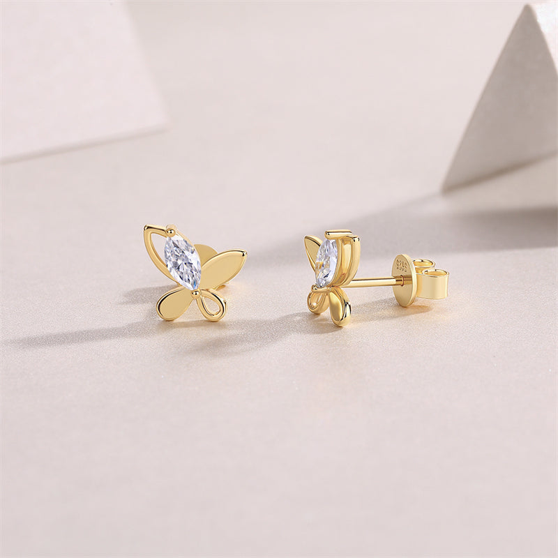 Sleek Geometric Sterling Silver Moissanite Stud Earrings