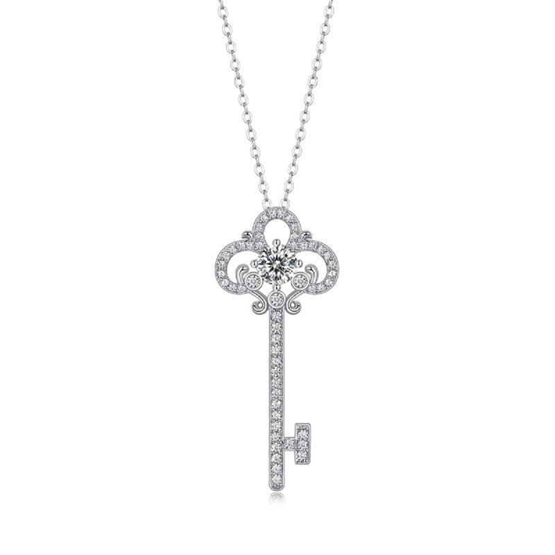 Sleek Key Pendant Necklace in Sterling Silver