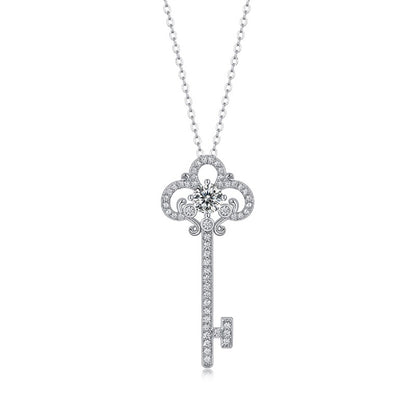 Sleek Key Pendant Necklace in Sterling Silver