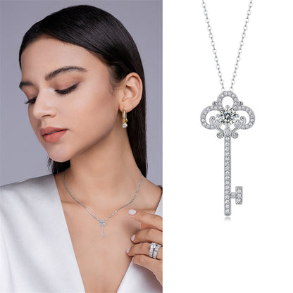 Sleek Key Pendant Necklace in Sterling Silver