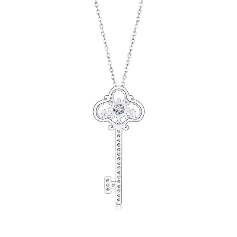 Sleek Key Pendant Necklace in Sterling Silver