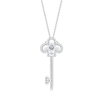 Sleek Key Pendant Necklace in Sterling Silver