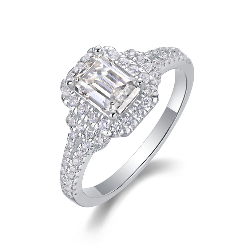 Sleek Octagon Moissanite Ring in 925 Silver