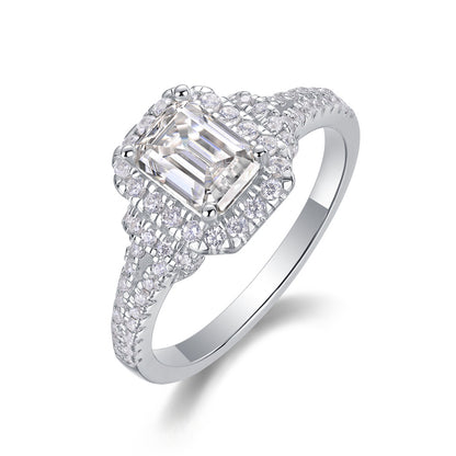 Sleek Octagon Moissanite Ring in 925 Silver