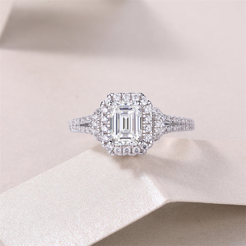 Sleek Octagon Moissanite Ring in 925 Silver