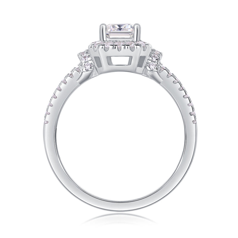 Sleek Octagon Moissanite Ring in 925 Silver