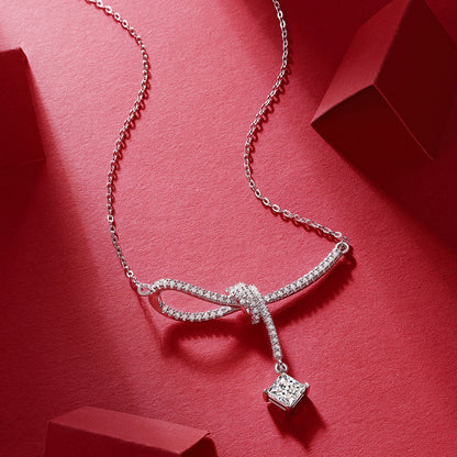 Sleek Princess-Cut Moissanite Necklace in 925 Silver
