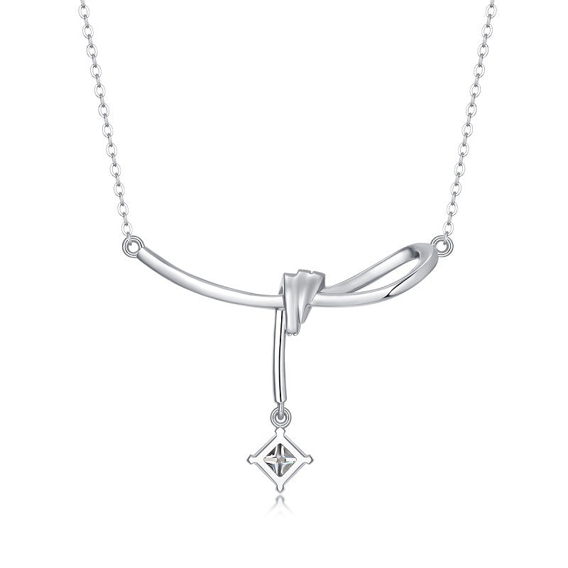 Sleek Princess-Cut Moissanite Necklace in 925 Silver
