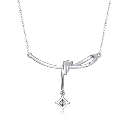 Sleek Princess-Cut Moissanite Necklace in 925 Silver