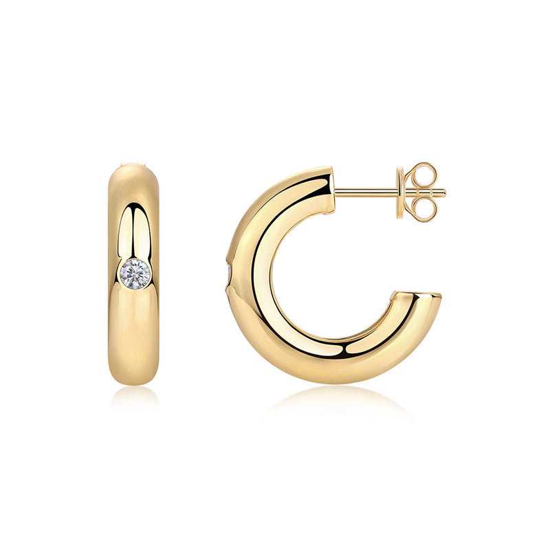 Sleek Round Cut Moissanite Earrings for Office Wear