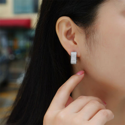 Sleek Round Cut Moissanite Earrings for Office Wear