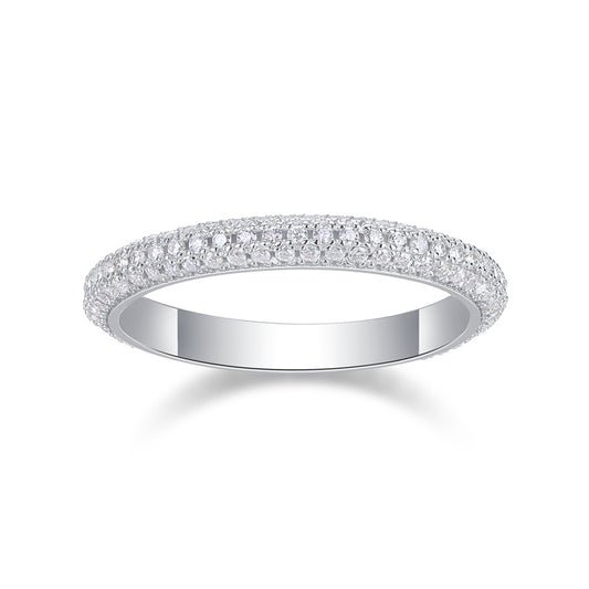 Sleek Silver Band with Full Moissanite Stones
