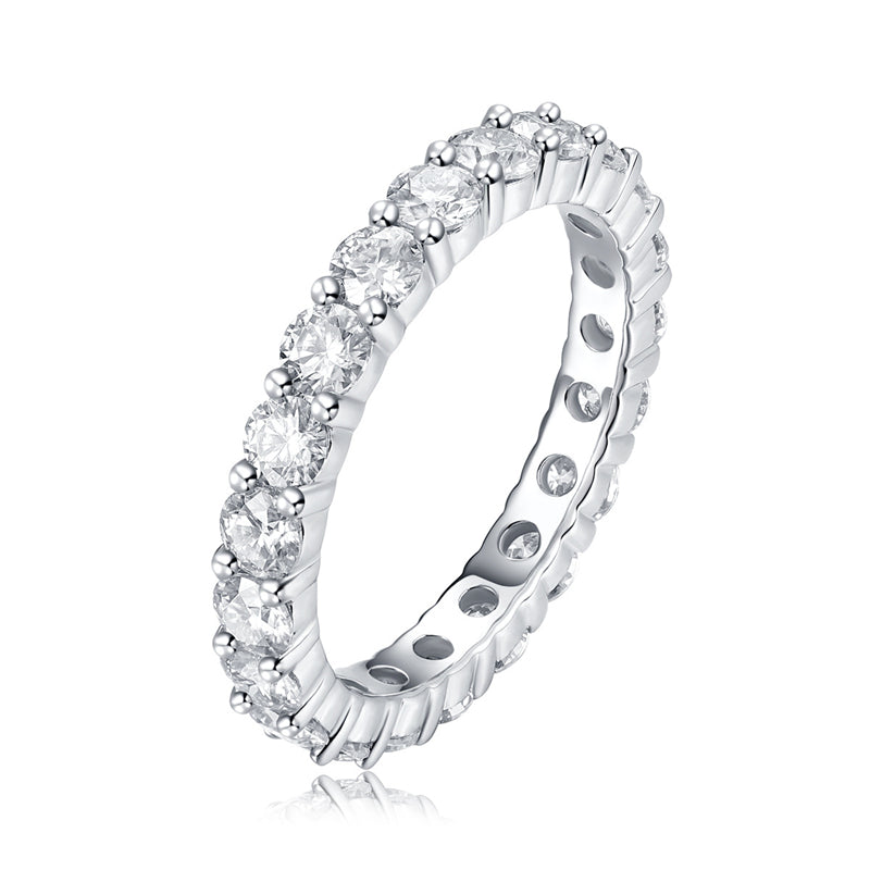 Sleek Silver Ring with 3.0mm Moissanite