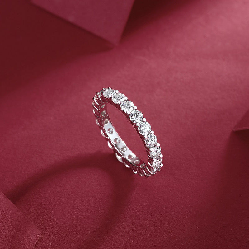Sleek Silver Ring with 3.0mm Moissanite