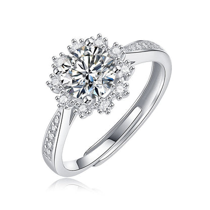 Snowflake Geometric Ring with Moissanite