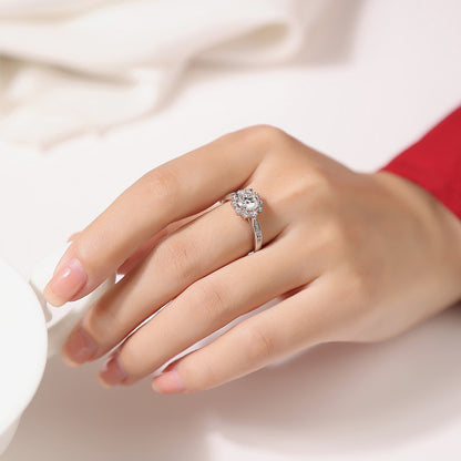 Snowflake Geometric Ring with Moissanite