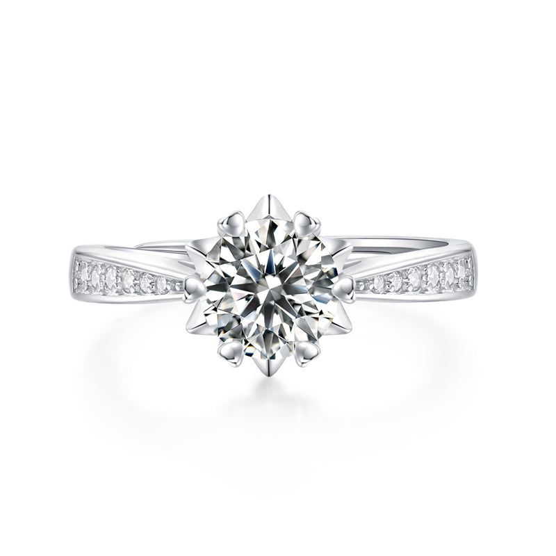 Snowflake Geometric Ring with Moissanite