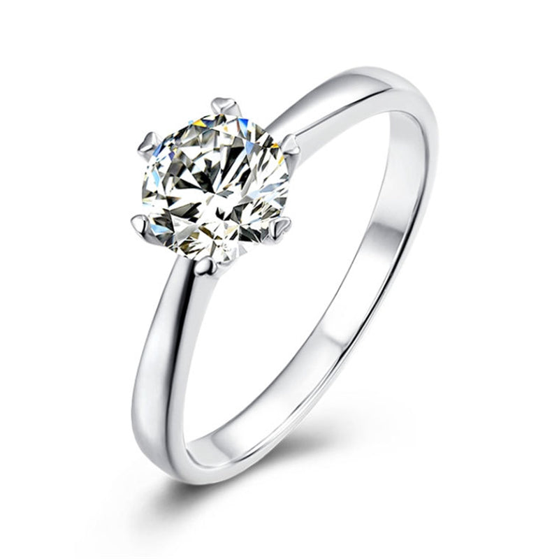 Snowflake Six-Prong Moissanite Ring - 925 Sterling Silver Winter-Inspired Bridal Jewelry