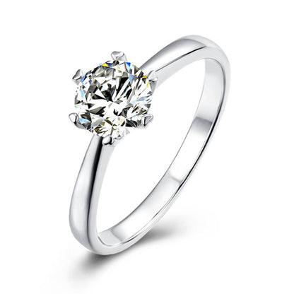 Snowflake Six-Prong Moissanite Ring - 925 Sterling Silver Winter-Inspired Bridal Jewelry