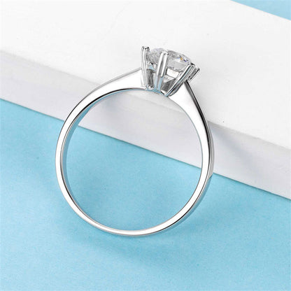 Snowflake Six-Prong Moissanite Ring - 925 Sterling Silver Winter-Inspired Bridal Jewelry