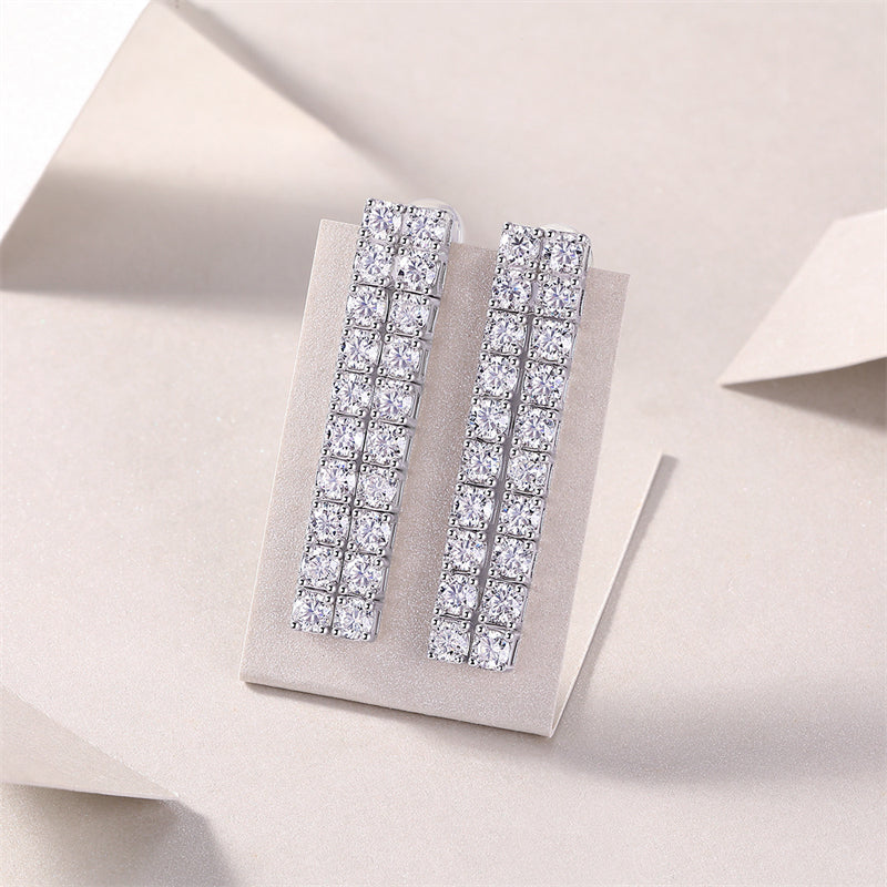 Sophisticated Line Design Moissanite Earrings for Women